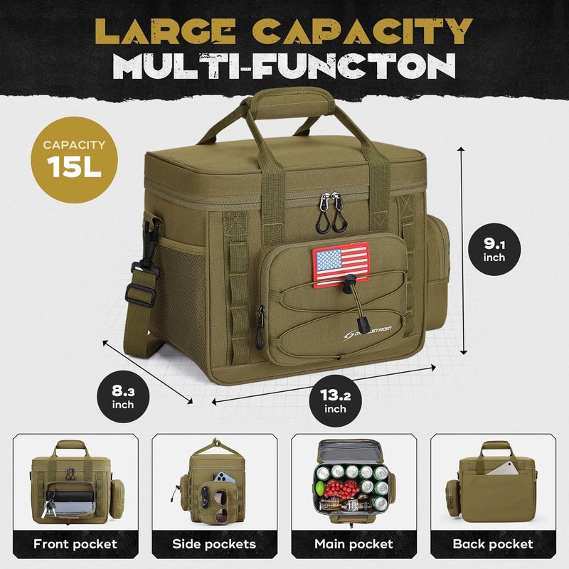 Maelstrom Tactical Lunch Box, Insulated Lunch Bag for Men, Large Durable Leakproof Cooler Bag with Detachable MOLLE Bags, Modern Lunch Tote for Adult Women Work,Picnic,20 Cans/15 L, Khaki - Image 5